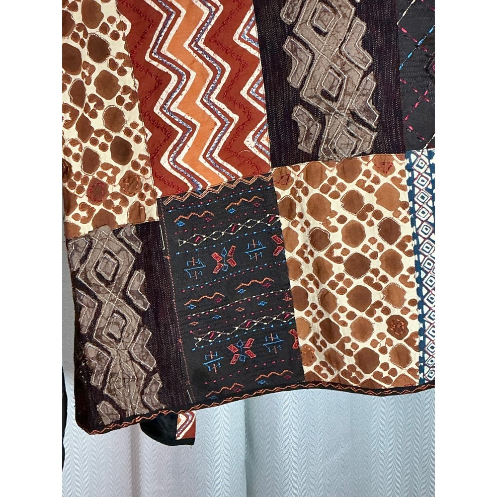 Chico's Patchwork Open Front Vest Embellished Sle… - image 2